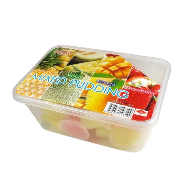 ขนมพุดดิ้ง ผสมวุ้นมะพร้าว รวมรส (ฮันนี่เมล่อน,มะม่วง,สับปะรด,สตรอเบอร์รี่)