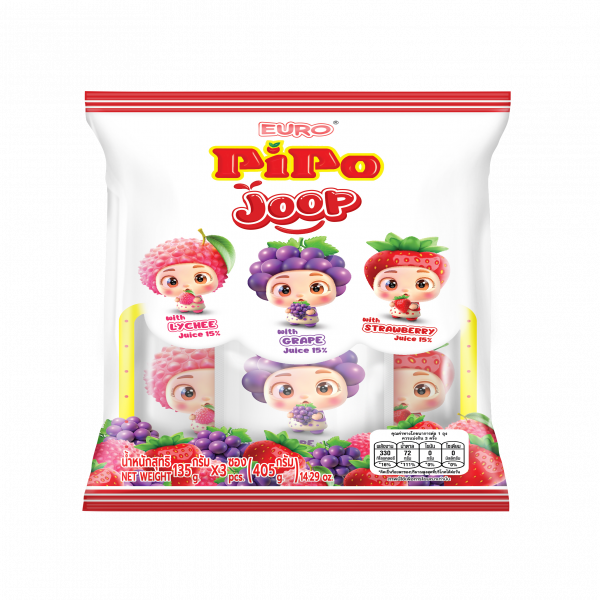 ขนมเยลลี่คาราจีแนน ผสมน้ำสตรอเบอร์รี่ 15%