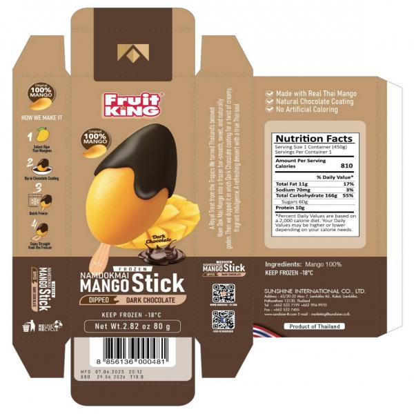 Frozen Namdokmai Mango Stick Dipped Dark Chocolate