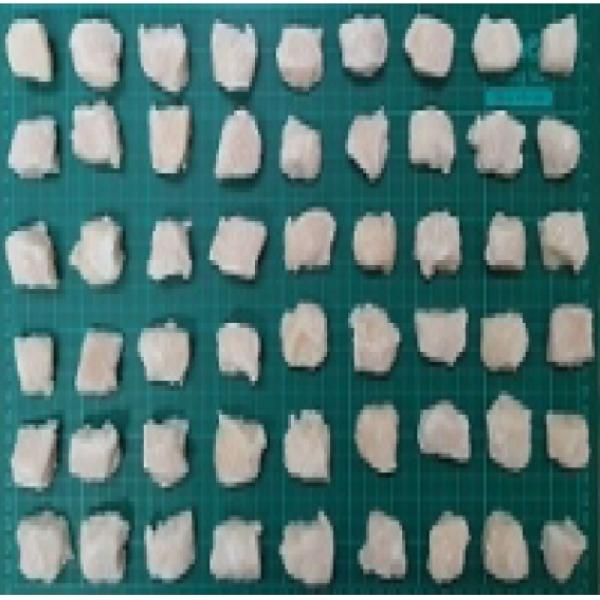 COOKED SEASONED CHICKEN BREAST FILLET PORTIONS COATED WITH MODIFED CORNSTARCH