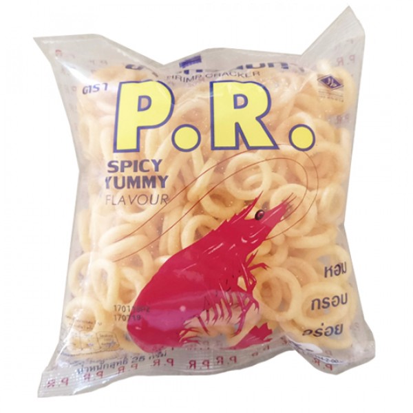 ข้าวเกรียบ ตรา พี.อาร์.รสกุ้งสไปซี่ ( ขนาดบรรจุ 80 กรัม )